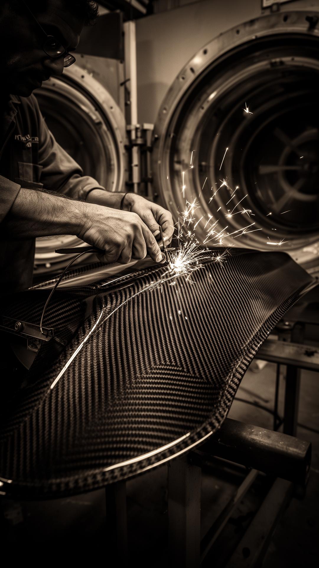 Hand-laid carbon fiber in the RSI c6 atelier